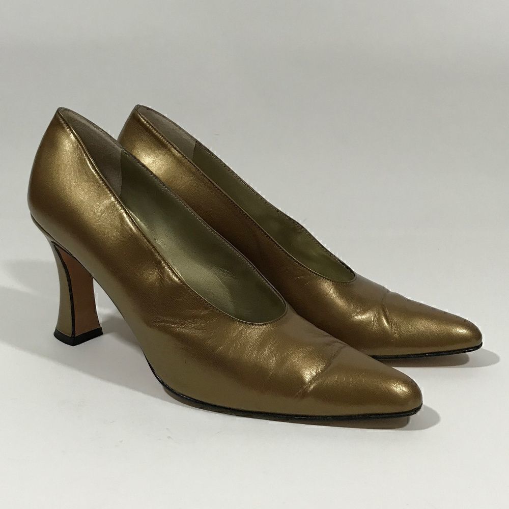 Vintage 90's Versani Metallic Gold Leather Pumps